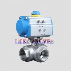 進(jìn)口不銹鋼氣動(dòng)三通球閥流向圖、尺寸表