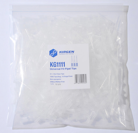 美國(guó)KIRGEN科進(jìn) KG1111 0.5-10ul吸嘴 無色袋裝 1000支/包 10包/箱